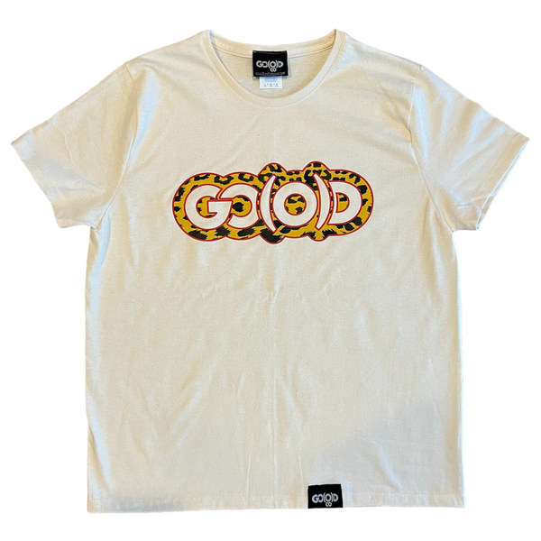 GO(O)D LEOPARD TEE-Cream/Leopard Print Red Trim