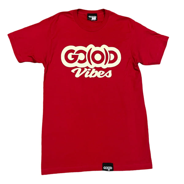 GO(O)D VIBES TEE-Cardinal/Cream