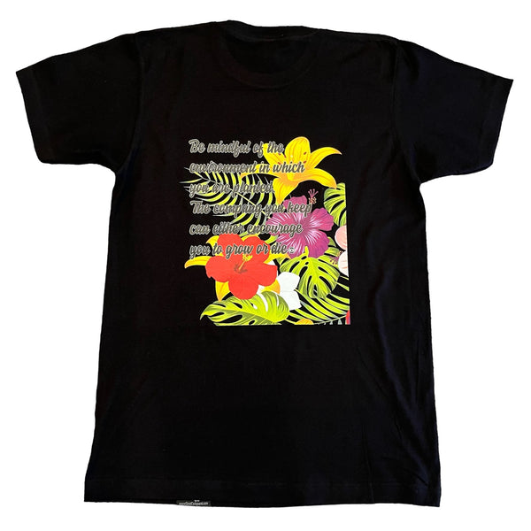 GO(O)D Tropical Tee-Black/Multi-colored logo