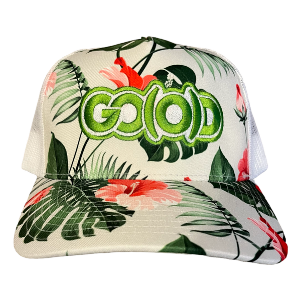 GO(O)D TROPICAL TRUCKER HAT-White/Green/Pink