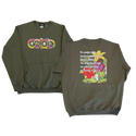 Tropical Pocket Sweatshirt-Olive/Multi-colored floral logo