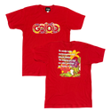 GO(O)D Tropical Tee-Red/Multi-colored logo