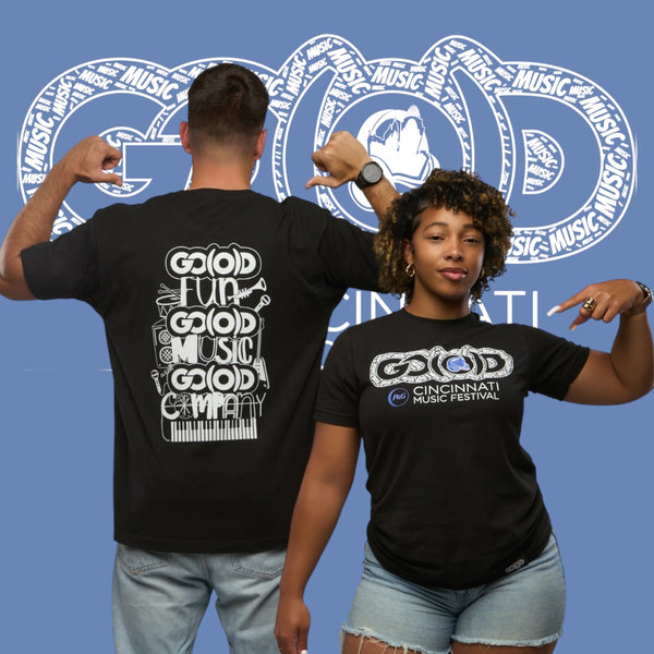 GO(O)D MUSIC FEST TEE-Black/White/Royal Blue