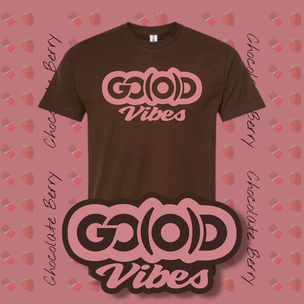 GO(O)D VIBES TEE-Chocolate/Pink