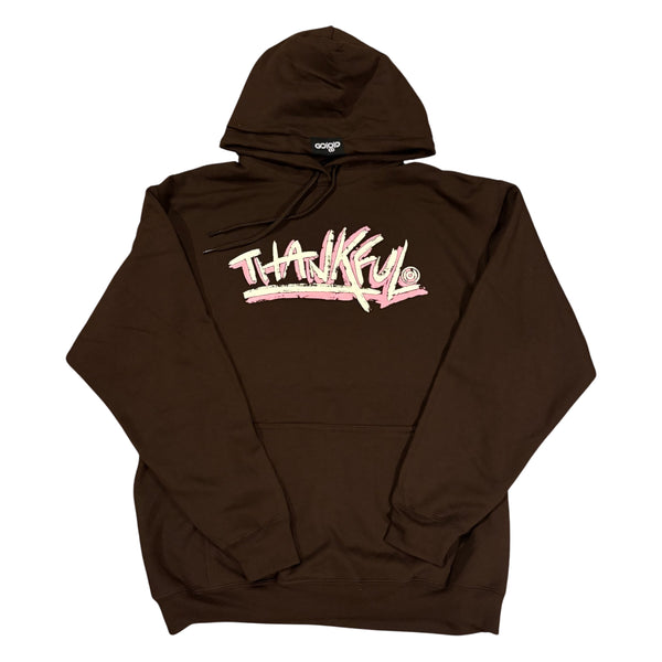 Thankful Hoodie chocolate/cream/pink