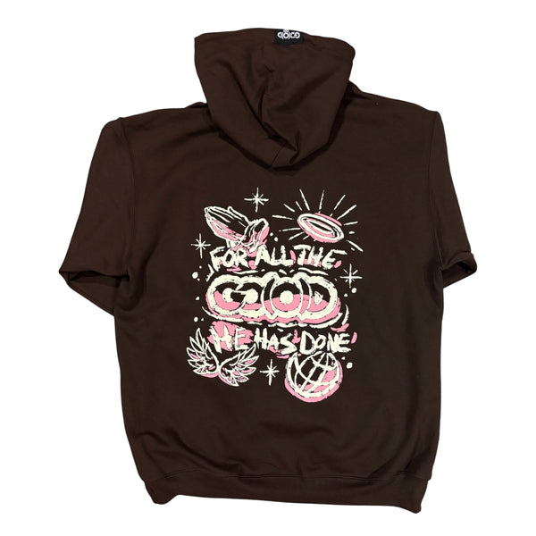 Thankful Hoodie chocolate/cream/pink