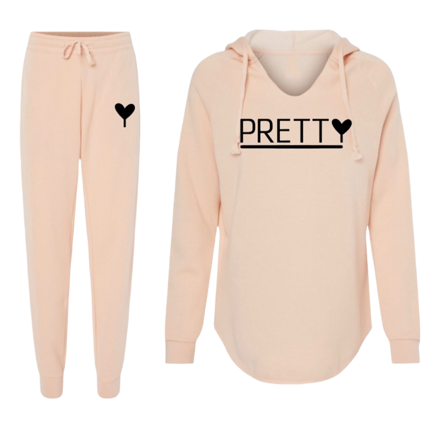 PRETTY AMBITIOUS SWEAT SUIT-PINK/BLACK